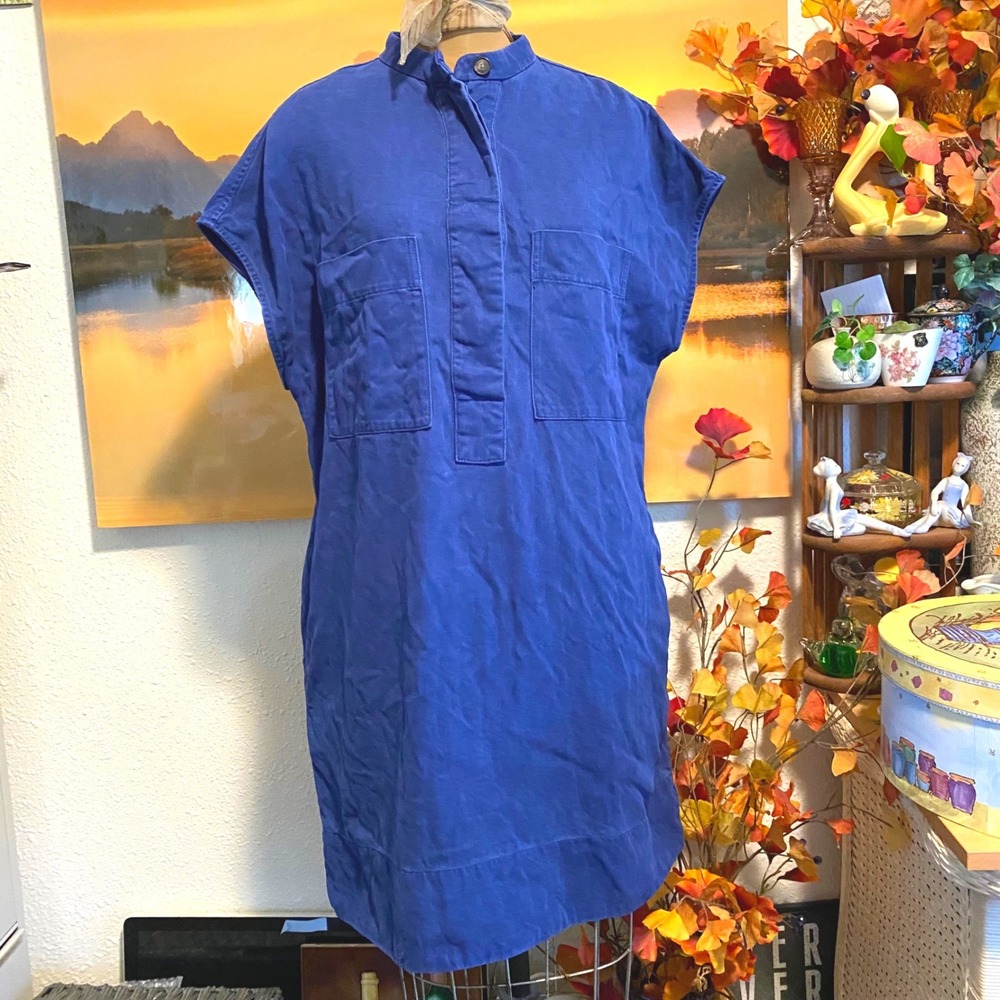 Everlane Easy The Workwear Dress Minimalist Utility Shift Women Large Blue